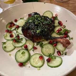 Lamb Belly, Rutabaga, Pomegranate Dinner Bites
