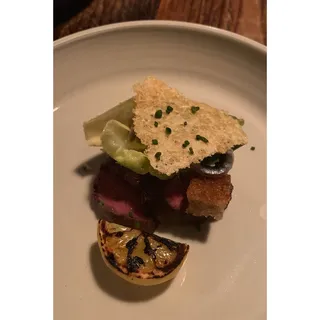 Dry Aged Ribeye, Sauce Diane, Baked Potato Gratin