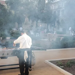 Cooking up steaks at Elle B's wedding-the guests' mouths were watering...