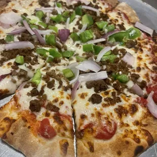 Sausage, peppers, and onions