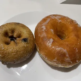 Blueberry and glazed donuts