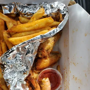 Fires, wings, and shrimp heavily blessed in Old Bay