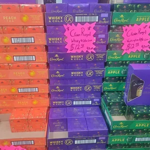 a stack of boxes of liquor