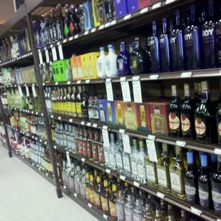 shelves of liquor