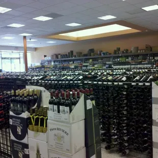 rows of wine bottles