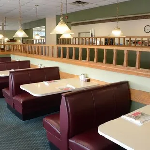  row of booths in a restaurant
