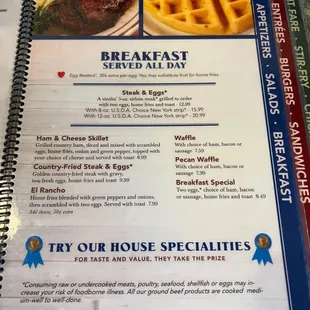 Menu breakfast all day