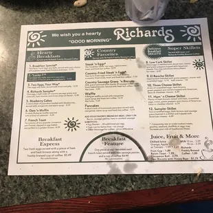 the menu