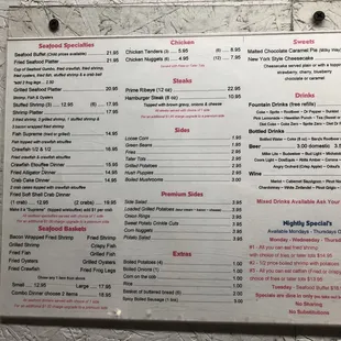 the menu
