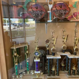 Trophy's won by Richardson Gymnastics.