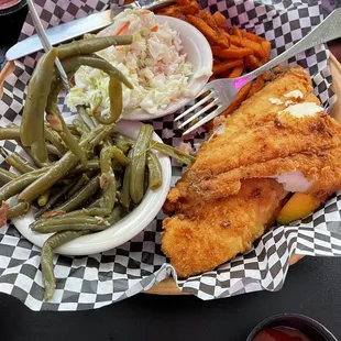 Seafood Platter with Fried Flounder
