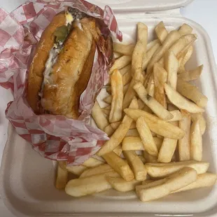 Ranch burger and fries