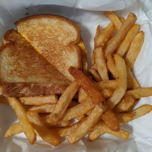Kids grilled cheese and fries