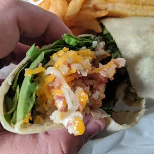 Inside of the chicken bacon ranch wrap
