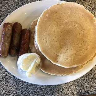 Sausage and three pancakes