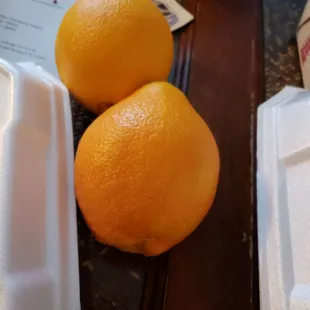 They gave us two free oranges with our meal! Great service