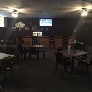 tables and chairs in a restaurant