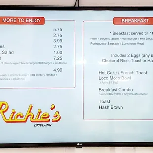 The menu as of July 27, 2021.