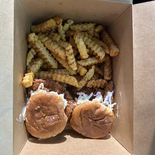 Sliders, one mild one medium.