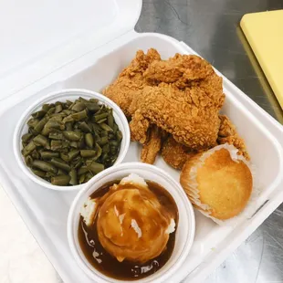 Three piece chicken dinner with an extra side!