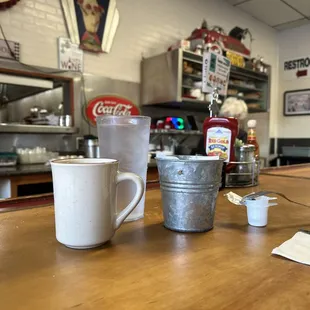 At the counter top