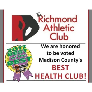 Voted Best Health Club in Madison County 2017 and 2018! We were also voted as having the friendliest employees and best Shakes in town!