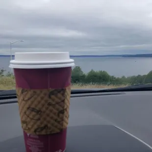 Having a mocha from Richmond Beach Coffee at nearby park (5/17/21)