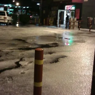 a parking lot at night