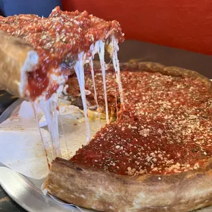 All meat Deep dish pizza, my son liked it.