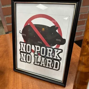no pork, no lard