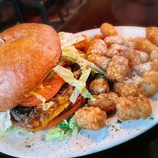 Classic Burger + Tater Tots.