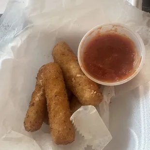 $10 mozzarella sticks did not impress me...frozen quality/small batch.