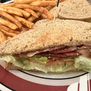 BLTA on wheat (lightly toasted) with fries.