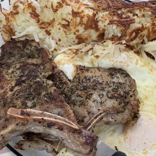 Pork chop breakfast