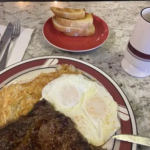 Ribeye steak and eggs