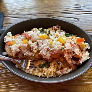 Pan seared shrimp and risotto.
