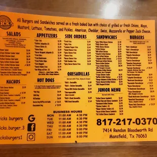 menu