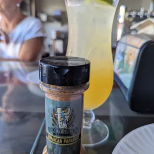 Jamaican spices from gift shop &amp; peach margarita