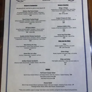 Food menu