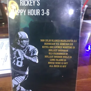 Happy Hour menu