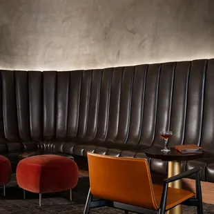 leather seating and tables