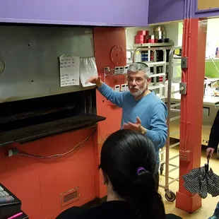 Michael explains to us the process of baking their cookies