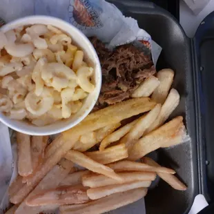 Notice the meat portion; absurdly small. Mac &amp; Cheese portion would have been fine if edible.