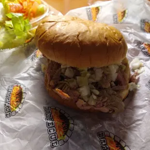 And Pork sandwich with vinager slaw !