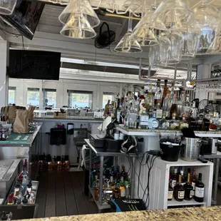 The bar not busy, but where is the bartender?