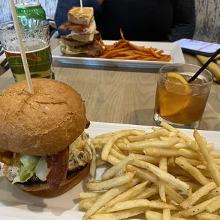 Burger w/Fried Egg / Regular. Fries  Turkey Blt /Sweet Potato Fries