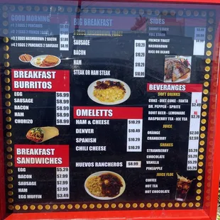 Drive thru menu