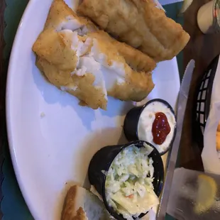 Cod 2 piece fish fry.. flaky fish and light beading.. very good..