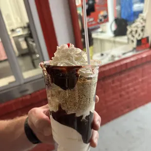 Supper Sundae with peanuts and hot fudge