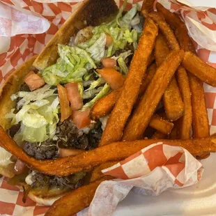 Surf &amp; Turf with Sweet Potato Fries